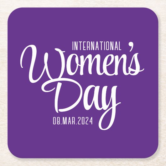 Paarse Script Internationale Vrouwendag 8 maart Kartonnen Onderzetters (Voorkant)