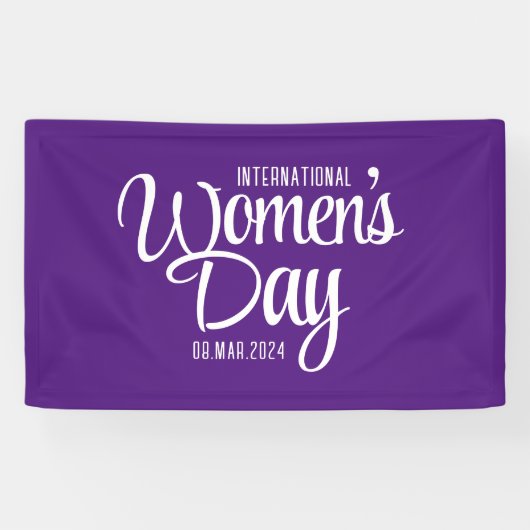 Paarse Script Internationale Vrouwendag 8 maart Spandoek (Horizontaal)