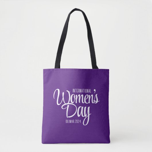 Paarse Script Internationale Vrouwendag 8 maart Tote Bag (Voorkant)