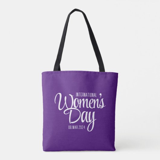 Paarse Script Internationale Vrouwendag 8 maart Tote Bag (Achterkant)