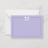 Paarse script kalligrafie naam monogram notitiekaartje (Voorkant)