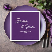 Paarse Script minimalistische bruiloft Servet
