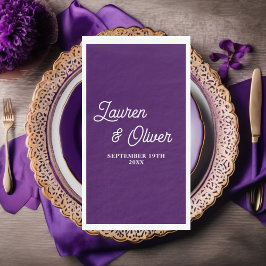Paarse Script minimalistische bruiloft Servet
