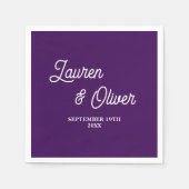 Paarse Script minimalistische bruiloft Servet (Voorkant)