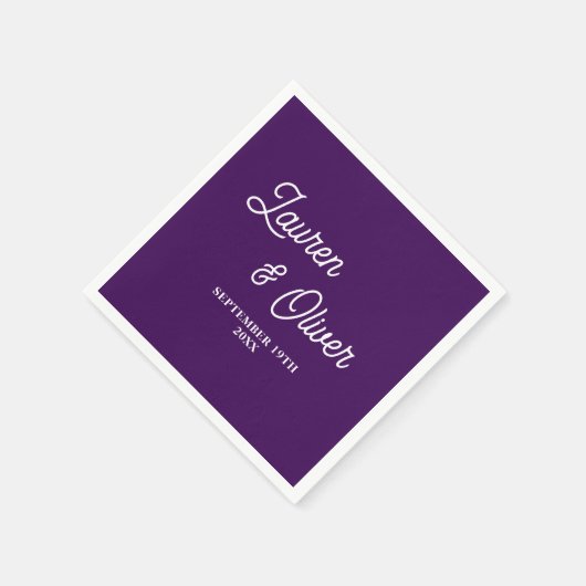 Paarse Script minimalistische bruiloft Servet (Hoek)