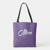 Paarse Script Moeder Gevestigd Tote Bag (Achterkant)