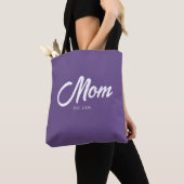 Paarse Script Moeder Gevestigd Tote Bag (Dichtbij)