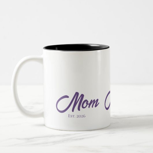 Paarse Script Moeder Opgericht Tweekleurige Koffiemok (Links)