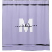 Paarse Script Monogram Naam Douchegordijn (Voorkant)