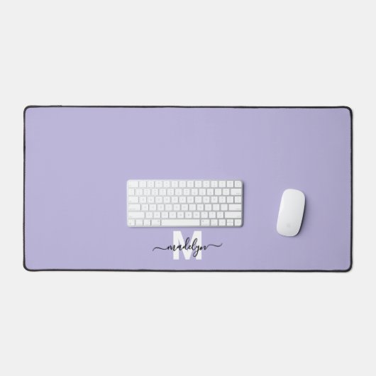 Paarse Script Naam Monogram Bureaumat (Keyboard & Muis)