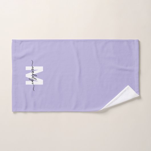 Paarse Script Naam Monogram Handdoek (Handdoek)