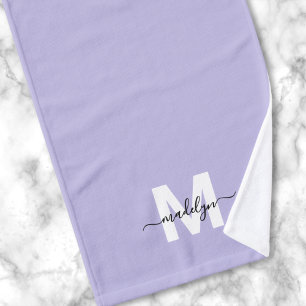 Paarse Script Naam Monogram Handdoek