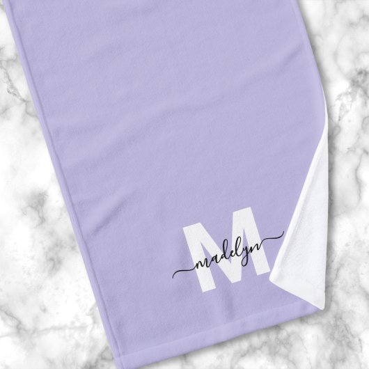 Paarse Script Naam Monogram Handdoek