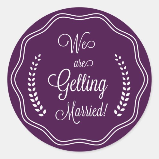 Paarse  Script Seal Sla de datum op Ronde Sticker (Voorkant)