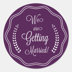 Paarse Script Seal Sla de datum op Ronde Sticker