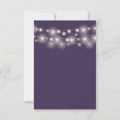 Paarse Script String Lights Bruiloft RSVP Kaartje (Achterkant)