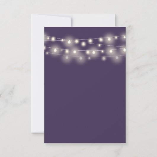Paarse Script String Lights Bruiloft RSVP Kaartje (Achterkant)
