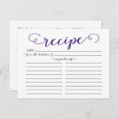 Paarse Script Vrijgezellenfeest Recept Kaarten (Voorkant / Achterkant)
