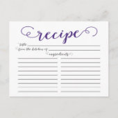 Paarse Script Vrijgezellenfeest Recept Kaarten (Voorkant)