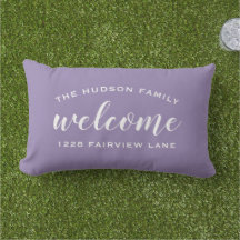 Paarse Script Welcome Monogram Veranda