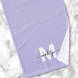 Paarse-scriptnaam monogram handdoek