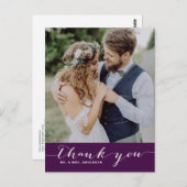 Paarse scriptweddenschap Dank u Verticaal Briefkaa Briefkaart (Voorkant / Achterkant)