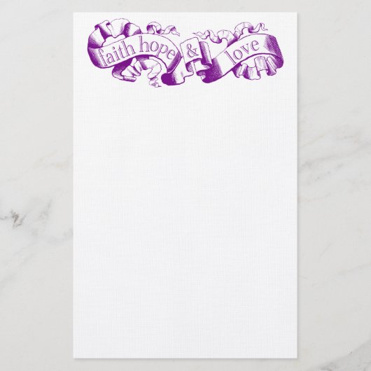 Paarse scrol 1 Corinthians 13 bruiloft Briefpapier (Voorkant)