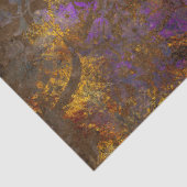 Paarse Scroll Work Flowers op Blue Decoupage Tissuepapier (Detail)