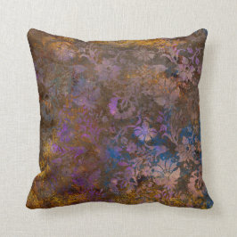 Paarse Scroll Work Flowers op Blue Kussen