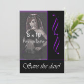 Paarse scroller Foto Gothic Sweet 16 sparen de dat Save The Date (Staand voorkant)