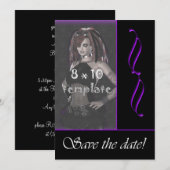 Paarse scroller Foto Gothic Sweet 16 sparen de dat Save The Date (Voorkant / Achterkant)