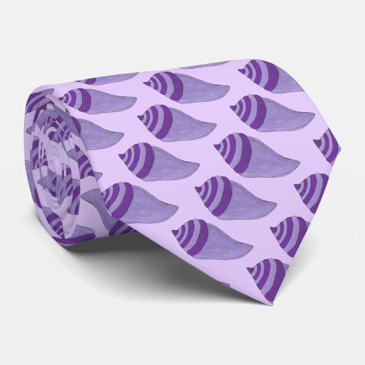 Paarse Seashell Zee Shell Shells Beach Print Strop Stropdas (Opgerold)