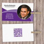 Paarse Security Professional Custom Photo QR Code Visitekaartje
