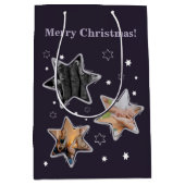 Paarse Senior Custom Photo Stars Kerstmedium Medium Cadeauzakje (Voorkant)