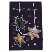 Paarse Senior Custom Photo Stars Kerstmedium Medium Cadeauzakje (Achterkant)