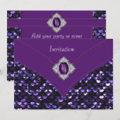 Paarse Sequin Paarse All Occasion Party Kaart (Voorkant / Achterkant)