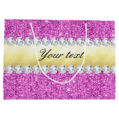 Paarse Sequins Gold Foil Bling Diamonds Groot Cadeauzakje (Achterkant)