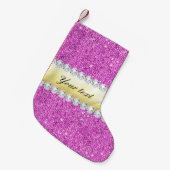 Paarse Sequins Gold Foil en Diamonds Kleine Kerstsok (Voorkant (Hangend))