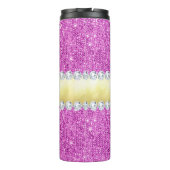 Paarse Sequins Gold Foil en Diamonds Thermosbeker (Achterkant)