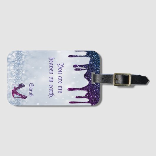 Paarse Sequins, Heels Bagagelabel (Voorkant (horizontaal))