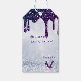 Paarse Sequins, Heels Cadeaulabel