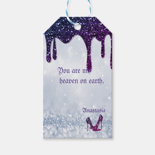 Paarse Sequins, Heels Cadeaulabel (Voorkant)