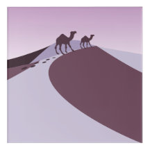 Paarse Serene Woestijn Zand Duin Kameel Loopt