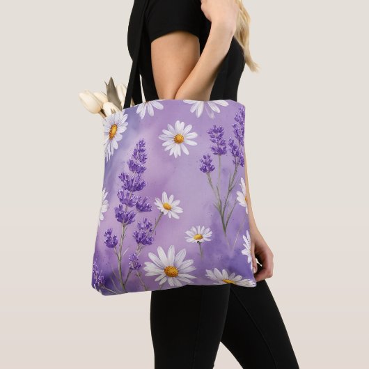 Paarse Serenity Floral Tas (Dichtbij)