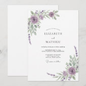 Paarse Sering Blad Eucalyptus Bruiloft Kaart (Voorkant / Achterkant)
