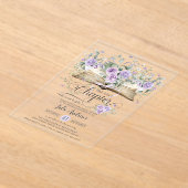 Paarse Sering Bloem Boek Volgend Hoofdstuk Bruid Acryl Uitnodigingen (Laagn)