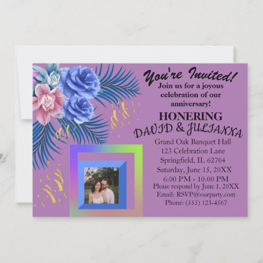 Paarse Sering Bloem Boho Modern Modieus Uitnodigin Kaart (Voorkant)