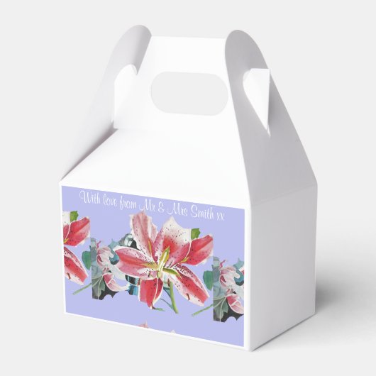 Paarse Sering Bloem Lelie Bruiloftstaart Favoriet  Bedankdoosjes (Achterkant)