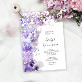 Paarse Sering Bloemen Aquarel Quinceanera Feest Kaart