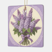 Paarse Sering Bloemen Keramisch Ornament (Links)